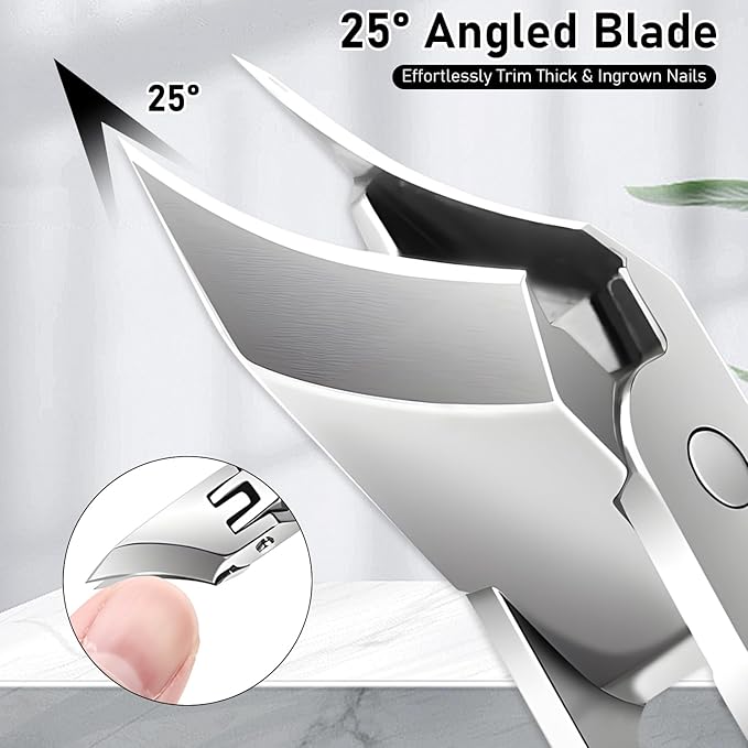 Eagle Beak Beveled Nail Clippers,Wide Jaw Opening Anti-Splash Slanted Nail Clipper,Edge Nail Clippers 3-Piece Set,Long Handle Wide Jaw Opening Anti-Splash Slanted Nail Clipper for Men Women(Black)