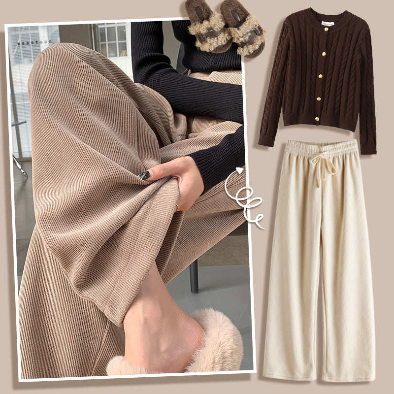 🎀 Comfortable and elegant wide-leg pants with a drawstring
