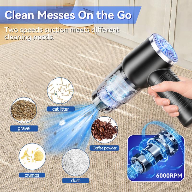 2-in-1 Cordless Handheld Vacuum – Powerful Suction for Home, Car & Desk