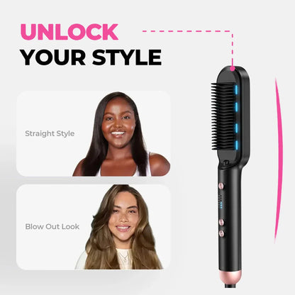 2-in-1 Sleek Sweep lonic Hair Straightener Brush