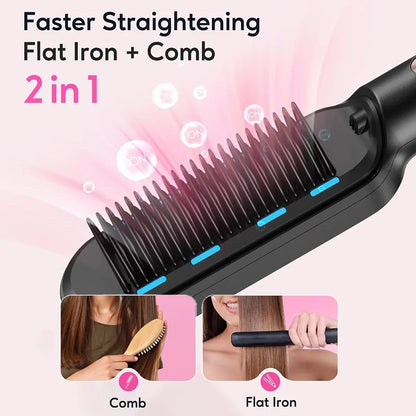2-in-1 Sleek Sweep lonic Hair Straightener Brush