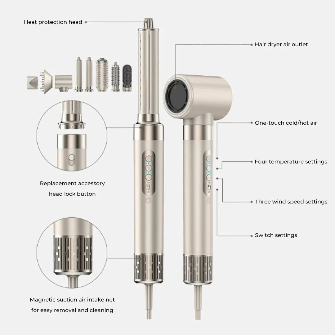 8-in-1 Professional Hot Air Hair Styler & Blow Dryer Brush