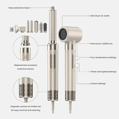 8-in-1 Professional Hot Air Hair Styler & Blow Dryer Brush