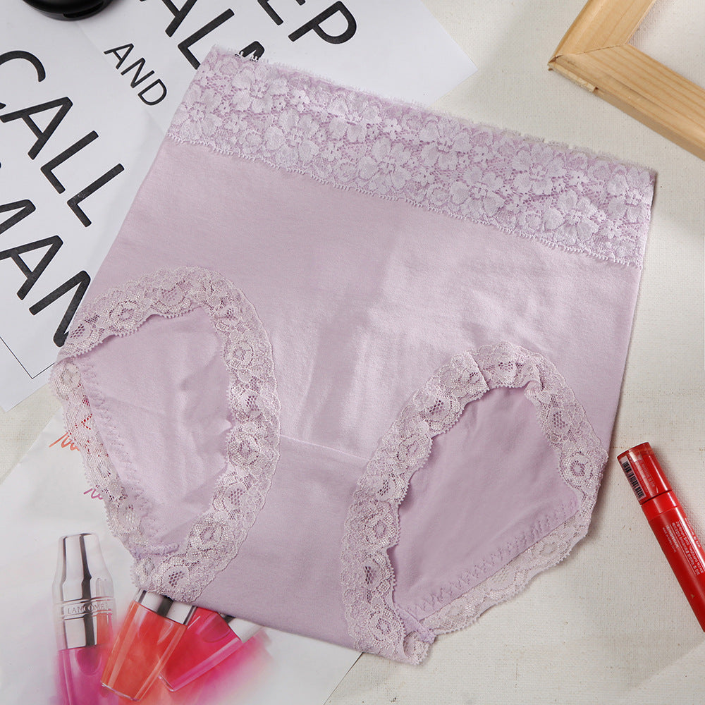 Women's High-Waist Cotton Lace Panties – Winter Version
