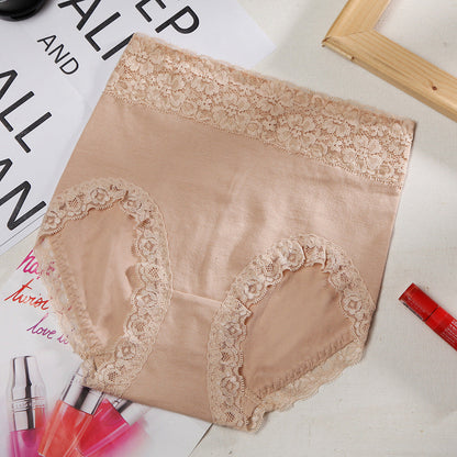 Women's High-Waist Cotton Lace Panties – Winter Version