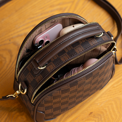 **Brown and black plaid shoulder bag**