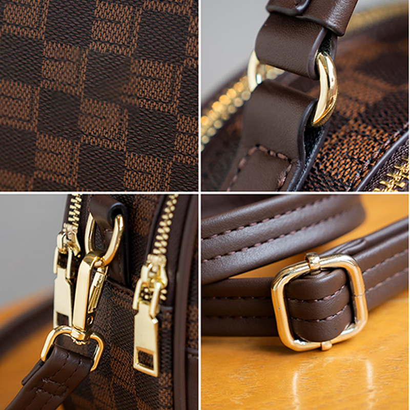 **Brown and black plaid shoulder bag**