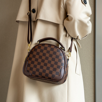 **Brown and black plaid shoulder bag**